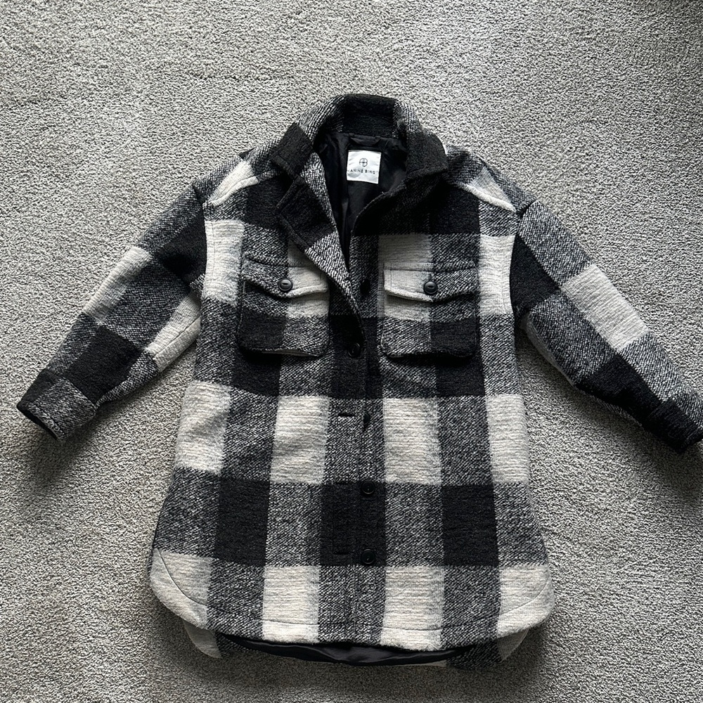 Anine Bing Checkered Jacket in Black and White